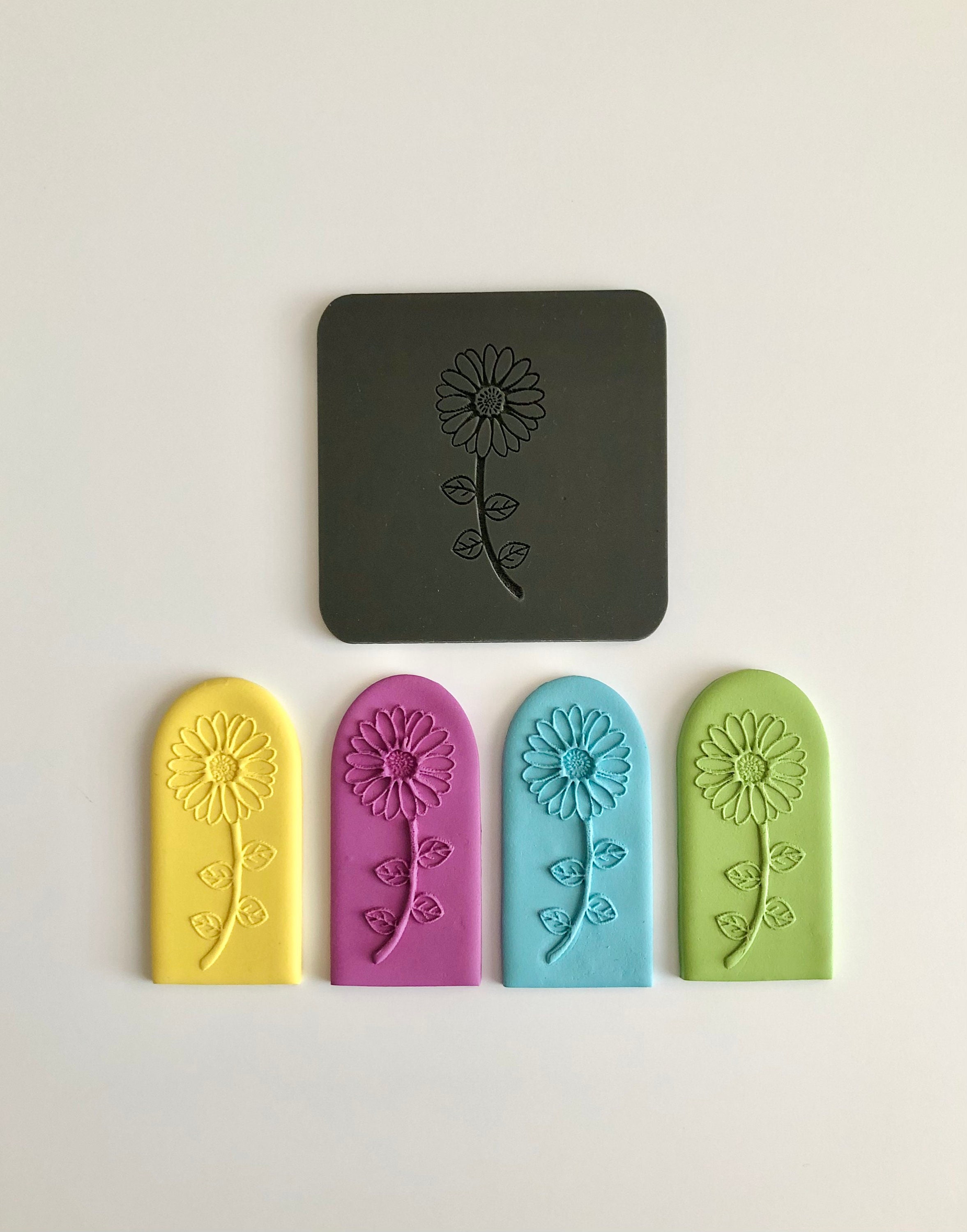 Polymer clay embossing stamp sunflower stamp floral raised Etsy