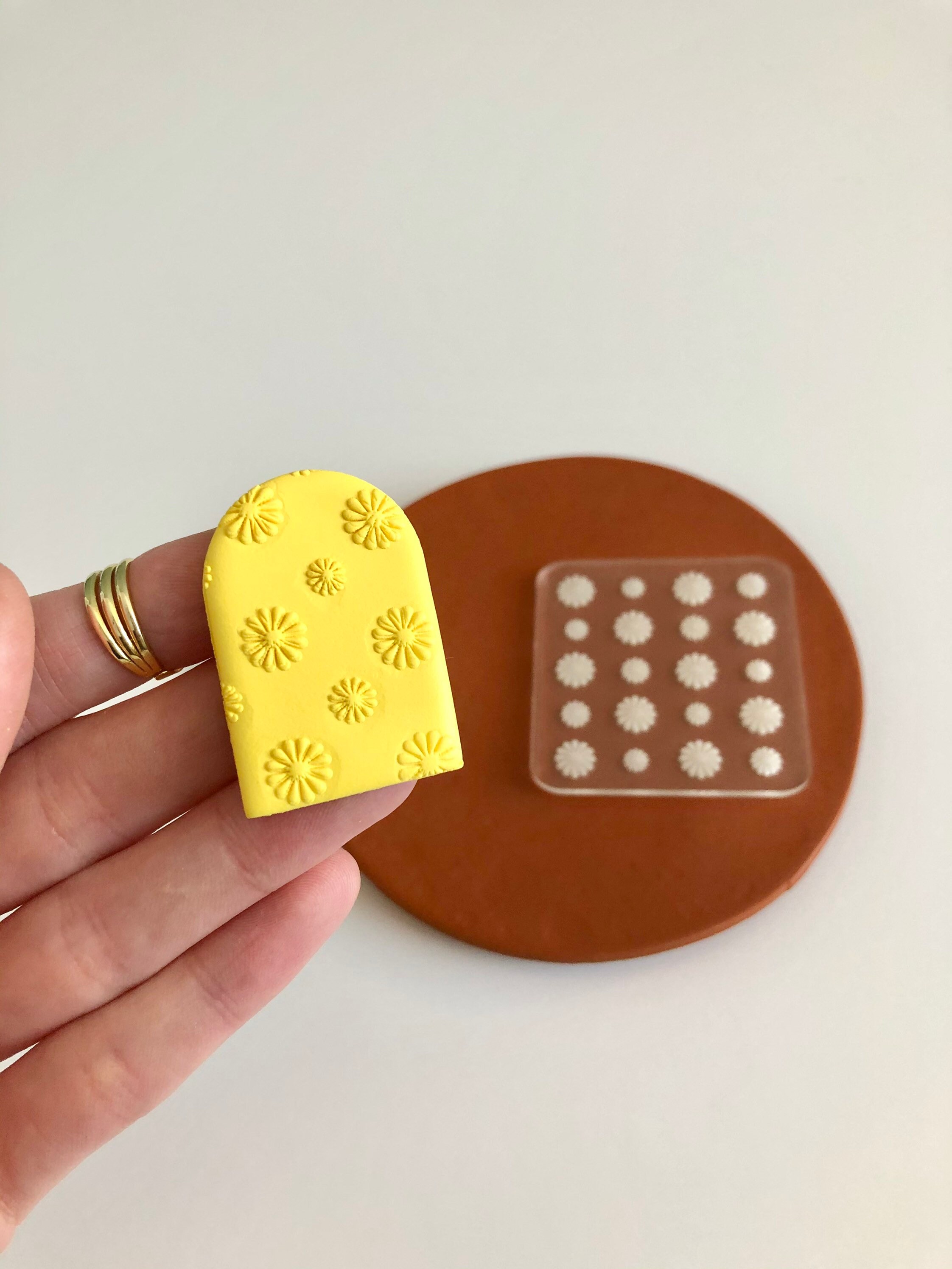 Polymer Clay Embossing Stamp Daisy Stamp Floral Raised Etsy