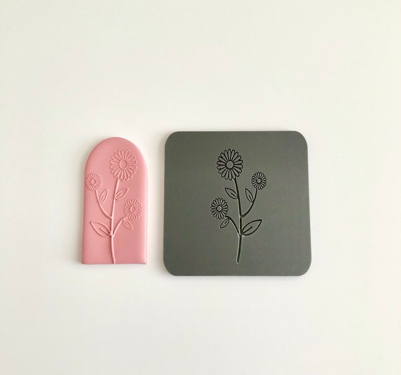 Polymer Clay Embossing Stamp Flower Stamp Floral Raised Etsy