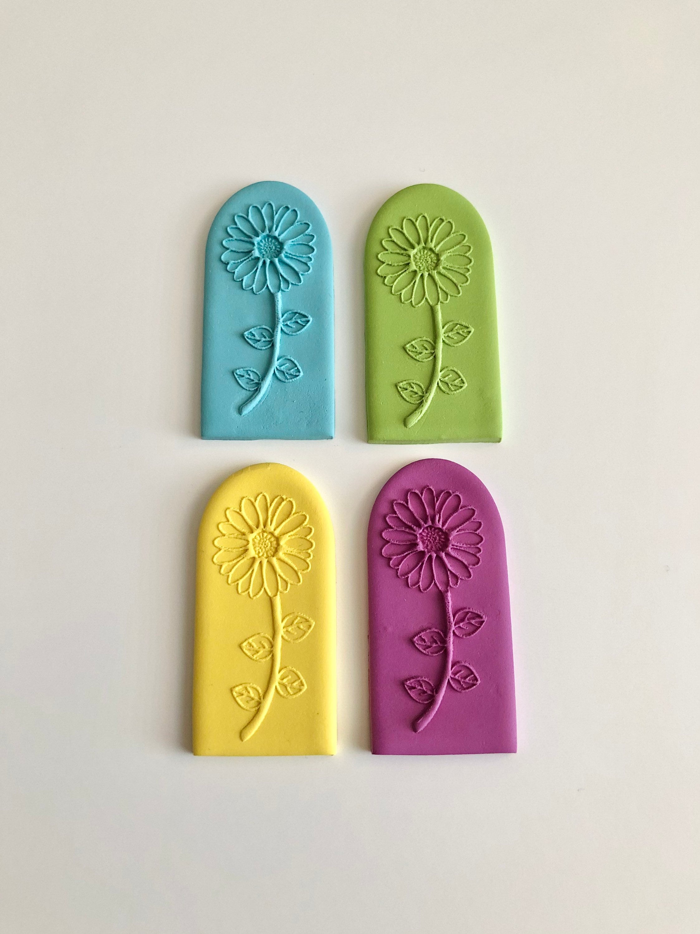 Polymer clay embossing stamp sunflower stamp floral raised Etsy