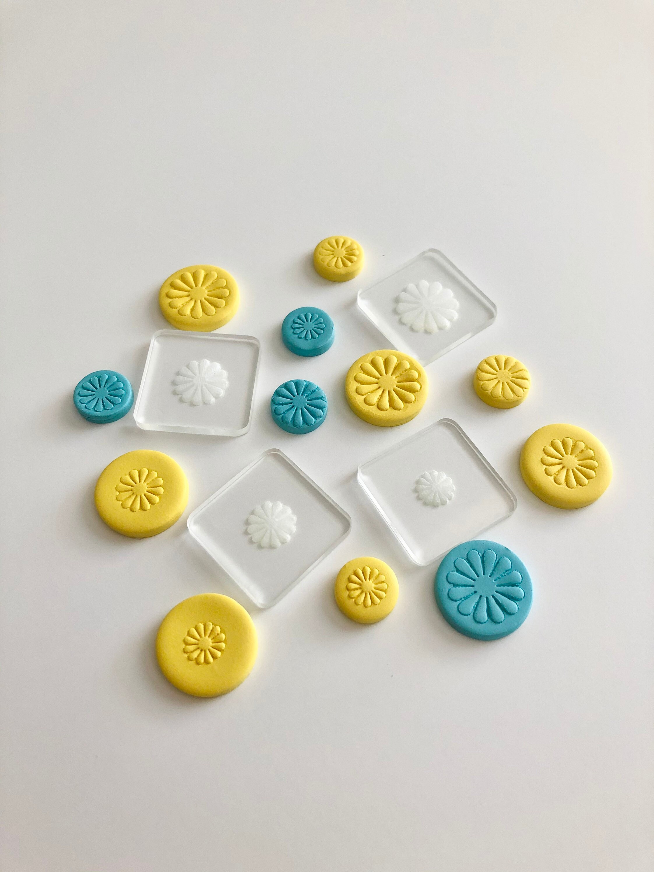 Polymer clay embossing stamp mini stamps set of four daisy Etsy