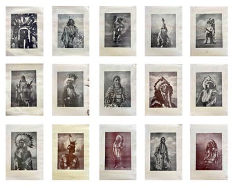 Rare F A Rinehart Native American Portrait Vintage Halftone Lithograph Collection Set of 15