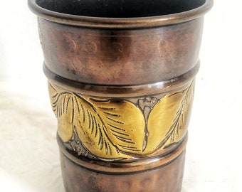 Brass Engraved and Embossed Copper Cup
