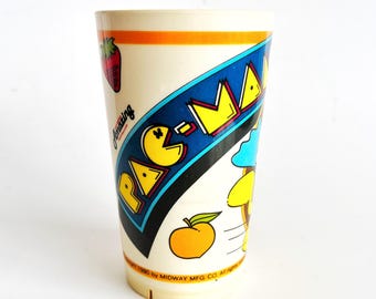 1980 Pac-Man Plastic Tumbler | Original Midway Mfg Co. Melka Plastics USA