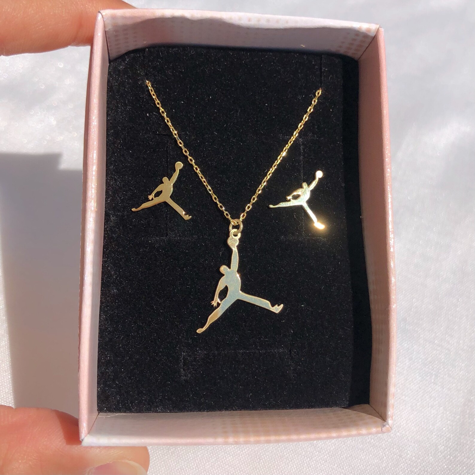 925 Sterling Silver Jordan Logo Jumpman Neclace&earring Set Etsy UK