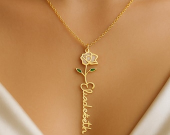 Caja de regalo romántica de cristal rosa: collar con nombre personalizado