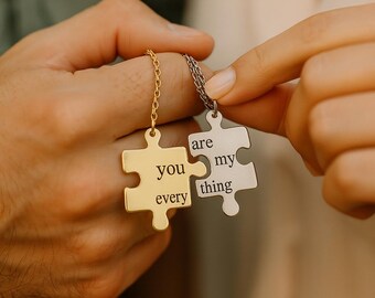 Regalo de San Valentín / Collar de pareja de rompecabezas de plata de ley 925