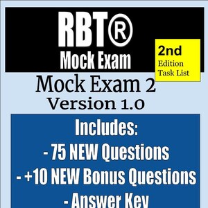 RBT mock exam 2 | 75 new questions + 10 new bonus questions | Answer key | RBT study | rbt exam | rbt test | rbt practice | 2nd edition