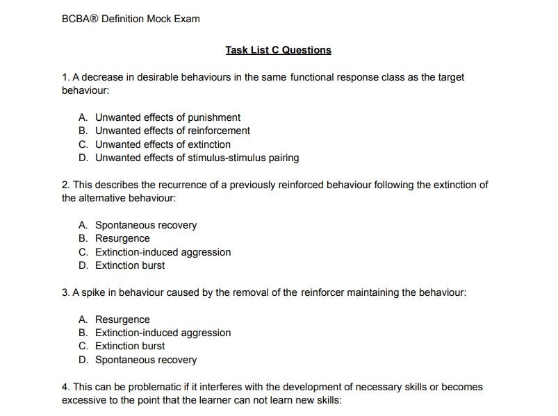 BCBA definition mock exam 151 questions answer key | Etsy