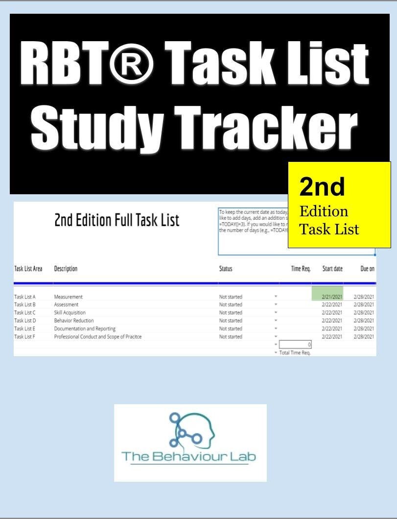 RBT Study Planner and Organizer Full 2nd Edition Task List Individual