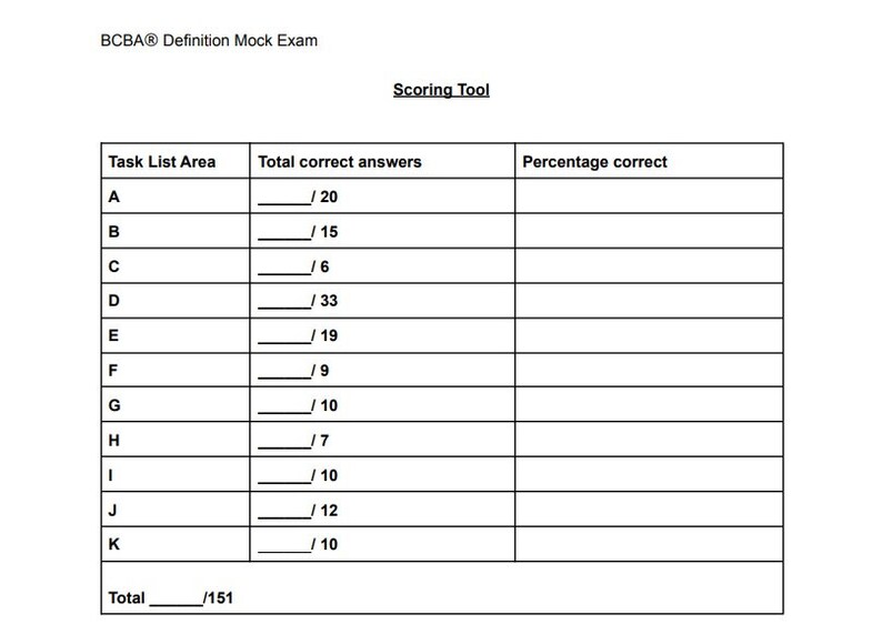 BCBA Definition Mock Exam 151 Questions Answer Key Etsy