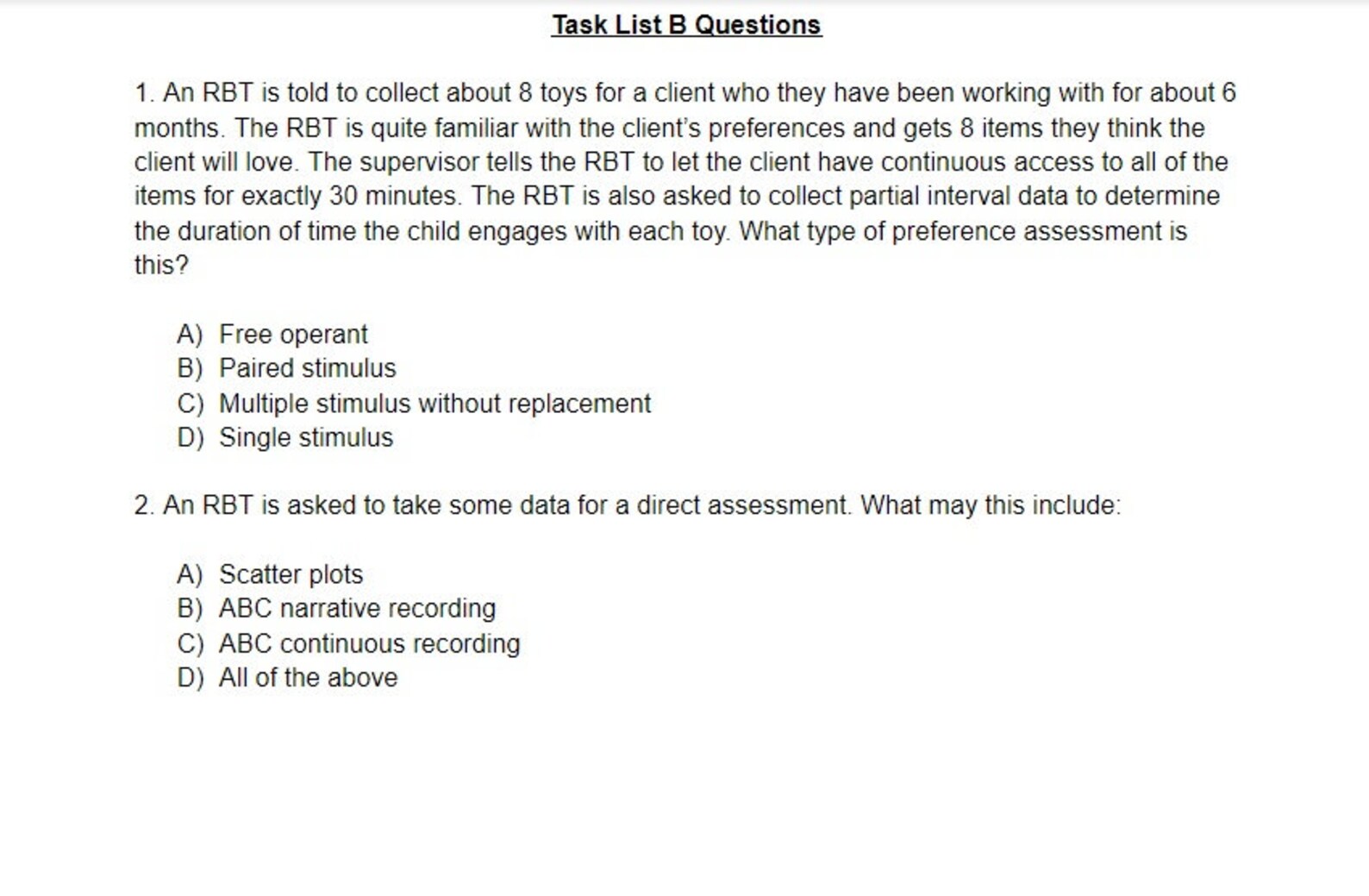 RBT Exam Complete Study BUNDLE RBT Mock Exam Explanation Guide ...