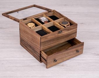 Personalized watch box || watch box for men, Father's Day Gift, wood watch box 6, custom watch storage, gift for him, dad gift