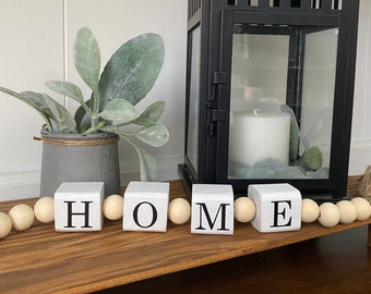 HOME Wood Bead Garland: Farmhouse Mantel Decor, Spring Garland