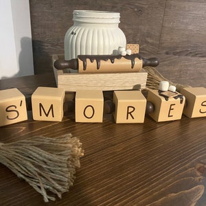 S’mores Garland | S’mores Decor | S’mores Rolling Pin | Tiered Tray Decor