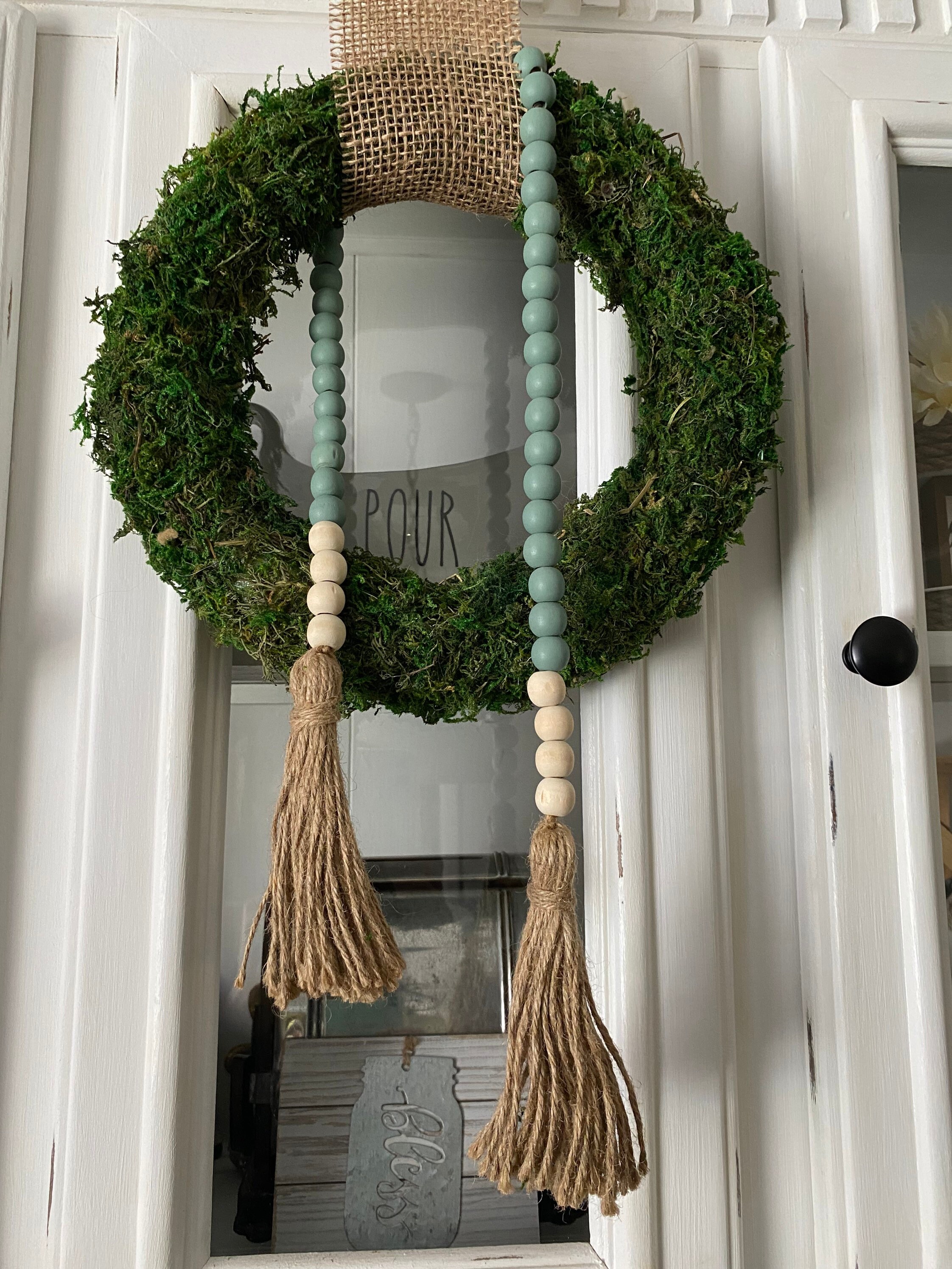 Sage Green Garland Wood Bead Garland Tassel Garland Etsy