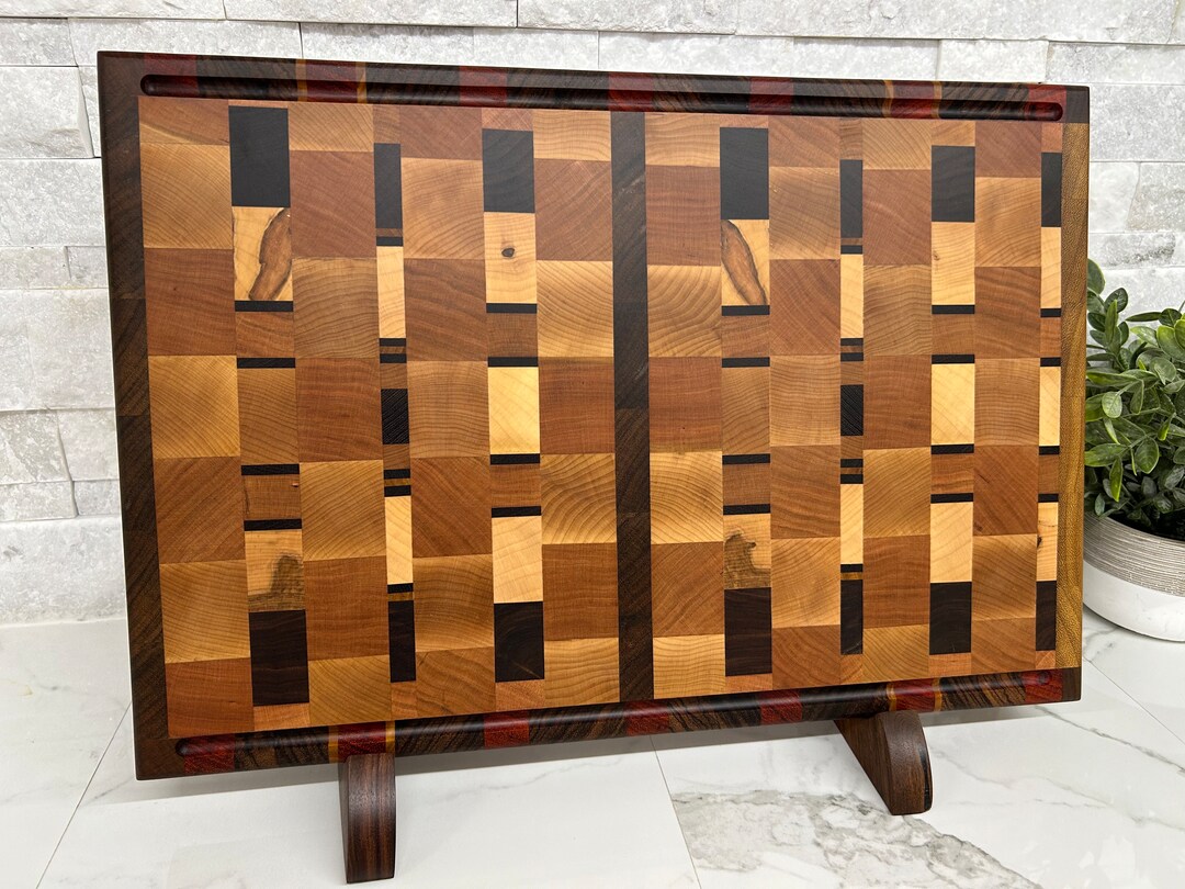 Random Block Pattern End Grain Cutting Board Chopping Board Etsy