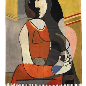 Ladies Art Scarf Picasso Gutav Klimt Wool Artist Woman Red Reversible Kiss Adele Black Cubism