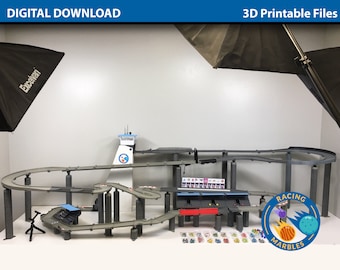 Système de course de sport en marbre, fichiers numériques pour impression 3D, circuit de course en marbre modulaire, lot de 75 fichiers STL