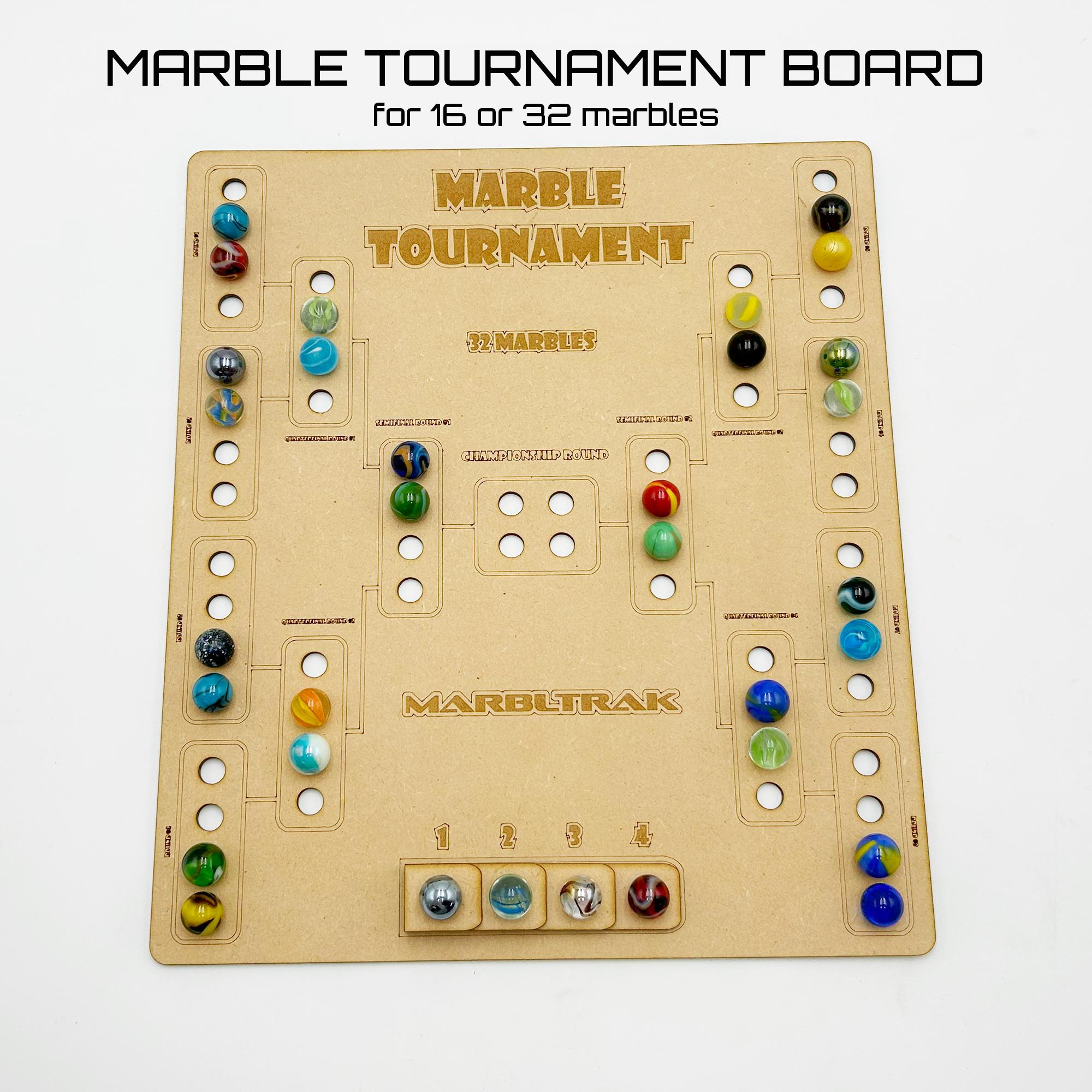 TABLERO DE TORNEO DE CANICAS con podio incorporado: lleve un registro de sus torneos de canicas, registre torneos de canicas de hasta 32 canicas. Marble Fun