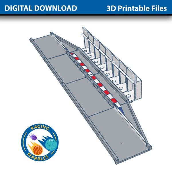 Pit-Row with working entry and exit gates for Marble Sports Racing System - DIGITAL FILES for 3D Printing - A Modular Marble Racetrack Toy