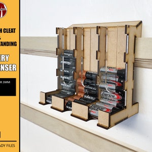 Battery Dispenser for AAA and AA batteries, digital files for Laser or CNC, Glowforge, tool organizer, workbench organizer, battery holder