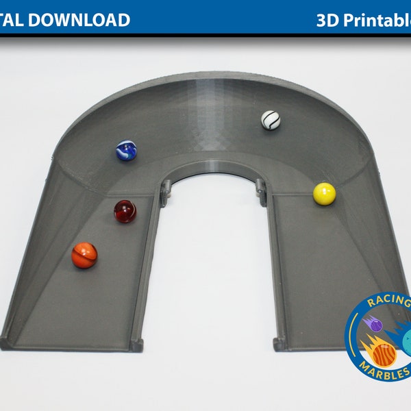 Banked Hairpin Corner Tracks for Marble Sports Racing System - DIGITAL FILES for 3D Printing - A Modular Marble Racetrack Toy - STEM Toy