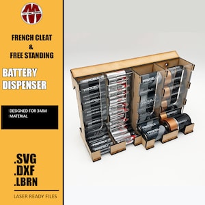 Battery Dispenser: French Cleat Workbench Organizer Laser Cut Files (DXF SVG LightBurn)
