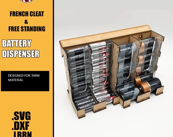 Battery Dispenser, digital files for Laser or CNC, Glowforge, tool organizer, French cleat, workbench organizer, batteries holder