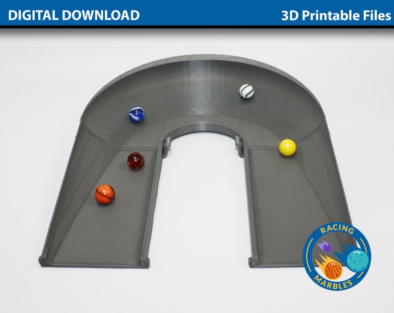 Marble Sports Racing System, DIGITAL FILES for 3D Printing, A Modular Marble Racetrack, File Bundle of 75 STL files image 5