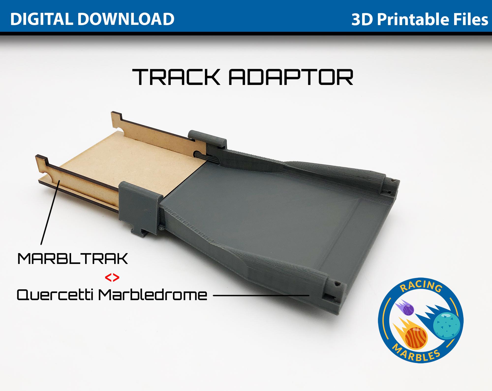MarbleDrome マーブルランから MARBLTRAK レーシングシステム アダプタートラックへ - 3D プリント用デジタルファイル - モジュラー マーブル レーストラック - STEM 玩具