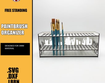 Laser-Cut Paintbrush Organizer: Dripping Paint Design for 85 brushes (Digital Download)