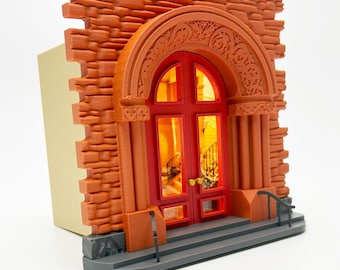 NYC Brownstone Fairy Door Kit: 3D Printed Miniature with Optional Night Light