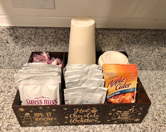 Hot chocolate gift box, hot chocolate organizer. Perfect gift for friends and neighbors this winter. Comes as a DIY kit. Decorative