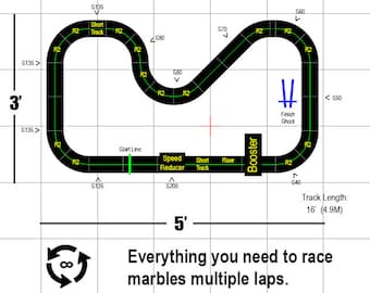 Marble Racing Set, STARTER CIRCUIT, Entry level multiple lap circuit racing, A Modular Marble Racetrack Toy, marble sports, STEM Toy