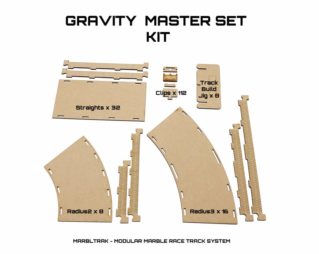 MARBLE RACETRACK, gravity Master Set Kit, A Modular Marble Racetrack