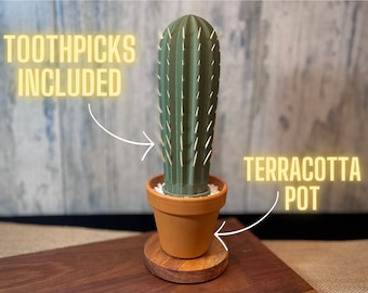 3D Printed Cactus Toothpick Holder in Terracotta Pot Desert Vibes Home Decor Kitchen Decor Tabletop Cactus Lover Gift