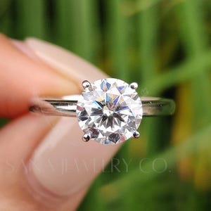 2 CT Round Cut Moissanite Engagement Ring, 14K Solid Gold Ring, Solitaire Ring, Stackable Ring, Bridal Set Ring, Wedding Ring, Gift For Her