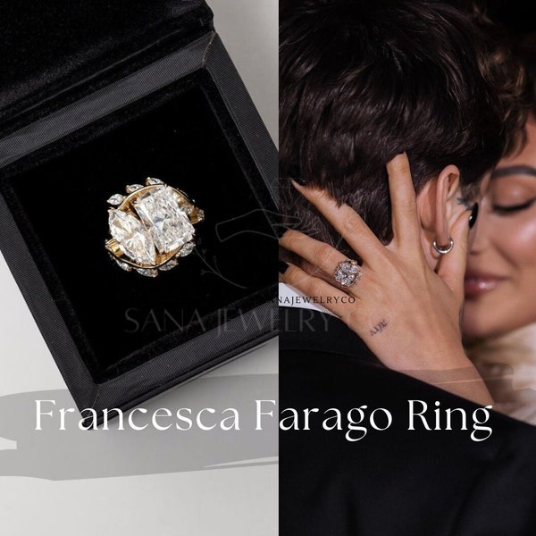 Francesca Farago Replica Ring, Toi Et Moi Ring Marquise And Radiant Moissanite Engagement Ring, 14K Yellow Gold Promise Ring, Valentine Gift