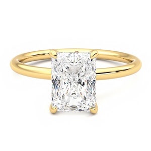 2.8 CT Radiant Cut Moissanite Engagement Ring, 14K Solid Yellow Gold Ring, Solitaire Ring, Promise Ring, Proposal Ring, Anniversary Gift