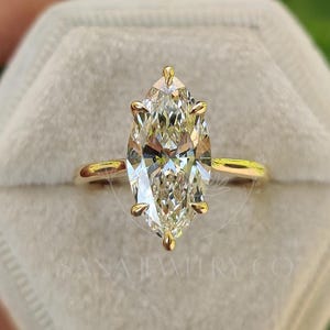 2.5 CT Marquise Moissanite Engagement Ring, 14K Solid Gold Ring, Solitaire Ring, Statement Ring, Proposal Ring, Anniversary Gift For Her