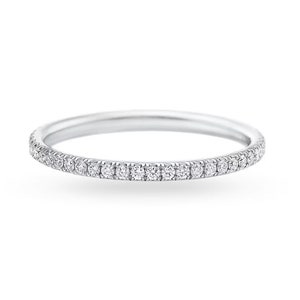 Simple Micro Pave Dainty Minimalist Band, 0.34 TW Round Colorless Moissanite Wedding Band, Full Eternity Band, Stacking Ring, Bridal Ring