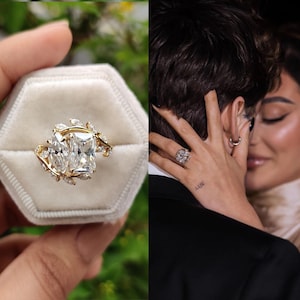 Francesca Farago Replica Ring, Toi Et Moi Ring Marquise And Radiant Moissanite Engagement Ring, 14K Yellow Gold Promise Ring, Valentine Gift