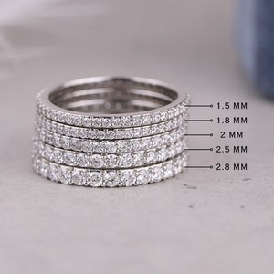 Alliance en moissanite, Alliance complète, Alliance empilable en or massif 14 carats, Alliance assortie, Ensemble de bagues de mariée, Jonc micropavé, Cadeau pour elle