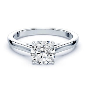 2 CT Moissanit Verlobungsring, Kissenschliff Moissanite Verlobungsring, 14K Massivgoldring, stapelbarer Solitärring, Jubiläumsgeschenk, Versprechensring, Ehering