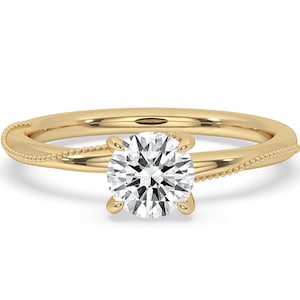 0.80 CT Round Cut Moissanite Engagement Ring, 14K Solid Gold Ring, Solitaire Ring, Minimalist Ring, Bridal Set Ring, Anniversary Gift