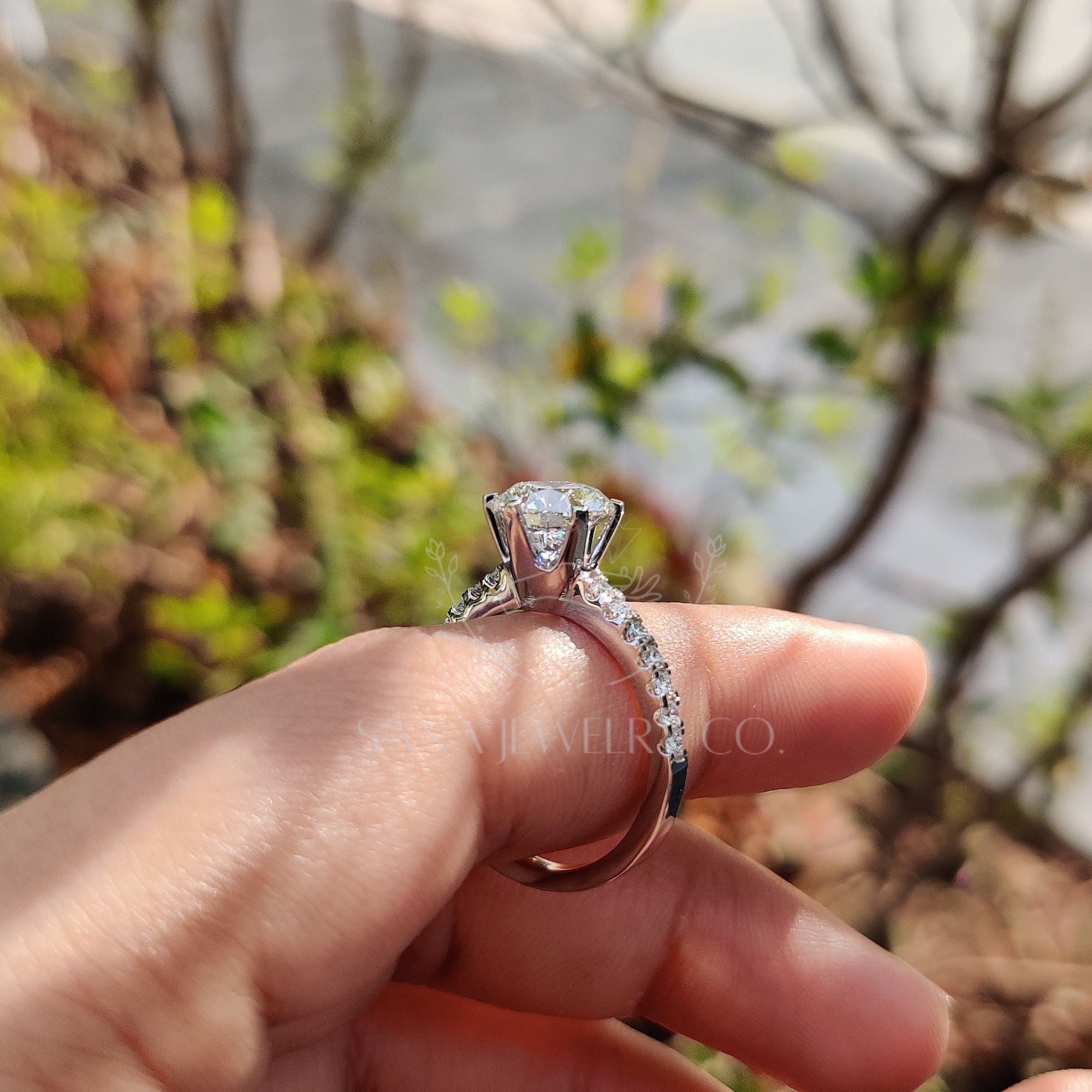 2 CT Round Cut Moissanite Engagement Ring, 14K Solid Gold 2 CT Round Cut Moissanite Engagement Ring, 14K Solid Gold
