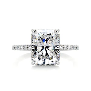 2.5 CT Radiant Cut Moissanite Engagement Ring, 14K Solid Gold Hidden Halo Ring, Stackable Ring, Wedding Ring, Bridal Ring, Anniversary Gift