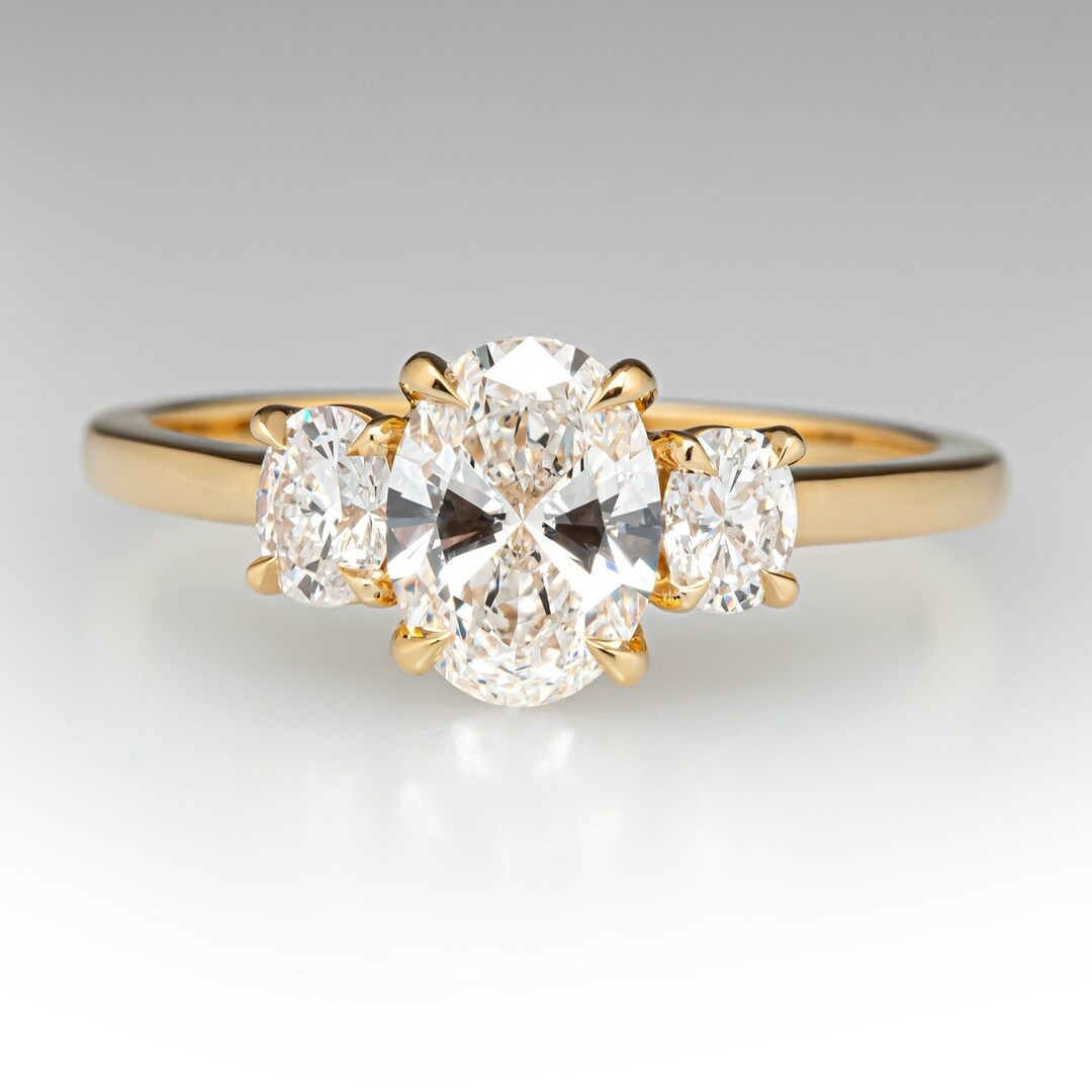 1.25 CT Oval Cut Moissanite Engagement Ring, 14K Solid Gold Ring, Three ...