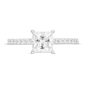 1.5 CT Princess Cut Moissanite Engagement Ring, 14K Solid Gold Ring, Half Eternity Ring, Bridal Set Ring, Anniversary Gift, Wedding Ring